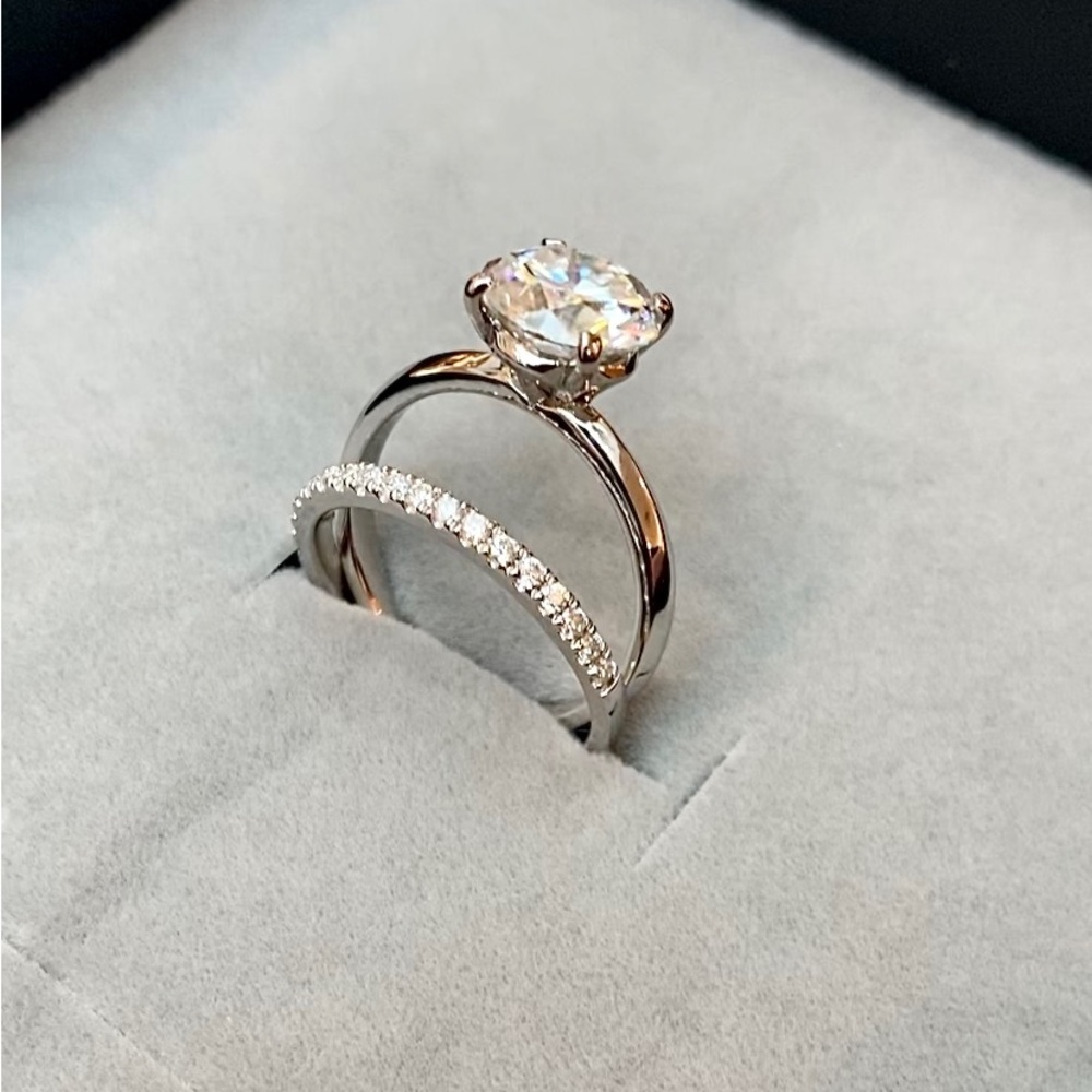 3.3 Carat Bridal Ring Set (Engagement Ring + Wedding Band) Certified Moissanite